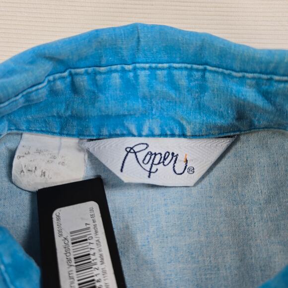 Vintage Roper Turquoise Blue Aztec Long Sleeve Button Up Shirt Men's‎ Size XL - Picture 2 of 7